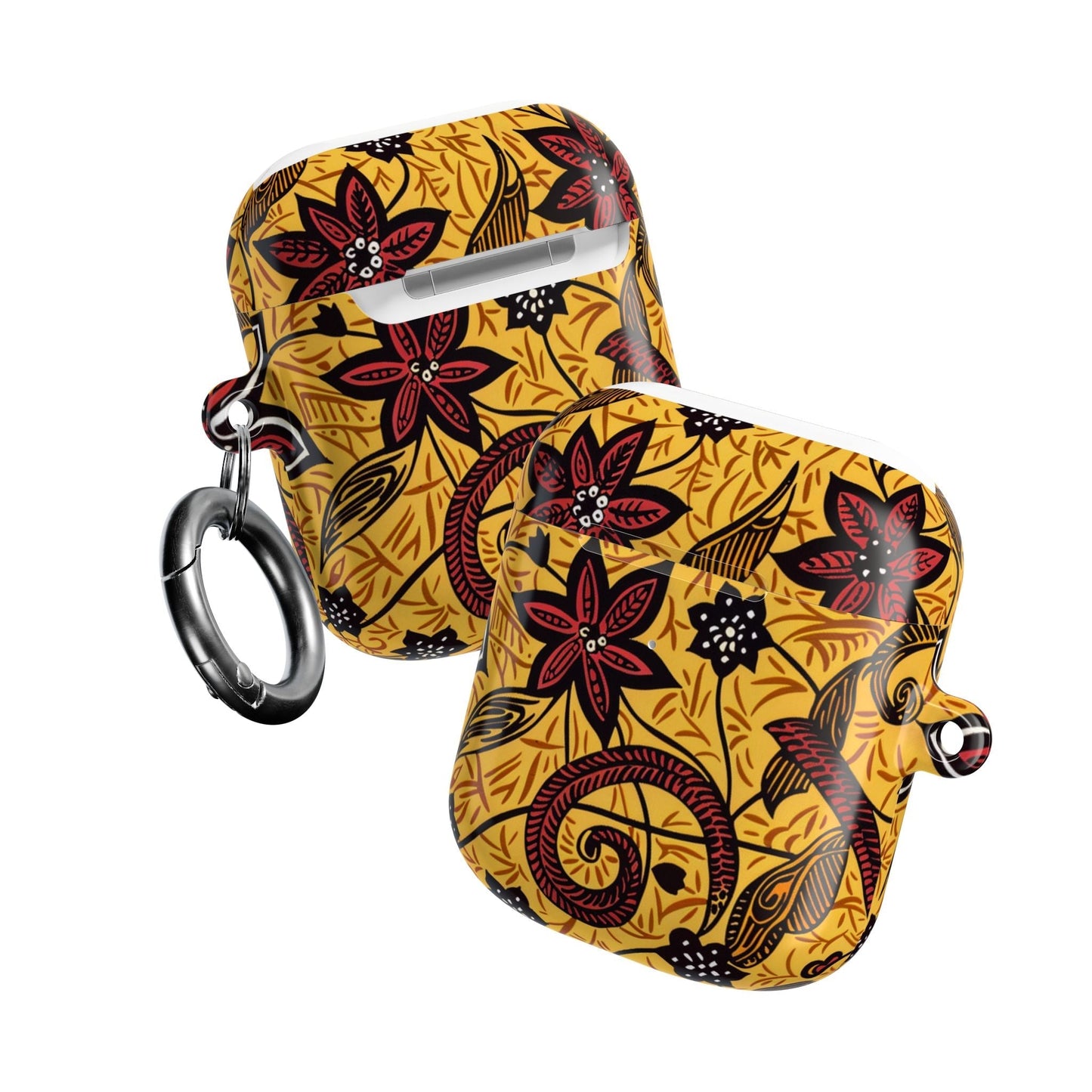 Floral Tribal AirPod Case — Yellow & Red Island Print Protective Cover - DIGITAL X