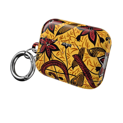 Floral Tribal AirPod Case — Yellow & Red Island Print Protective Cover - DIGITAL X