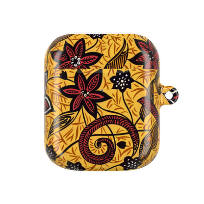 Floral Tribal AirPod Case — Yellow & Red Island Print Protective Cover - DIGITAL X