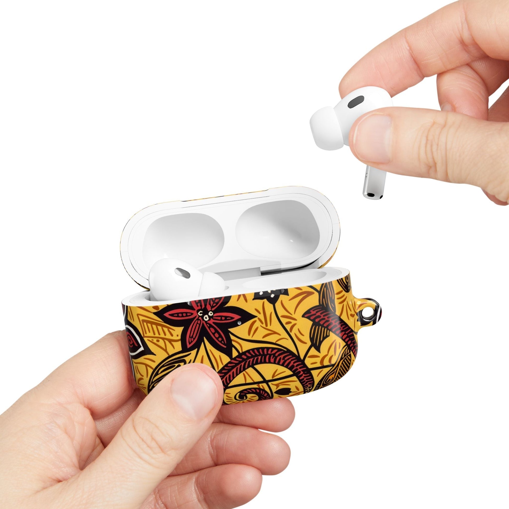 Floral Tribal AirPod Case — Yellow & Red Island Print Protective Cover - DIGITAL X