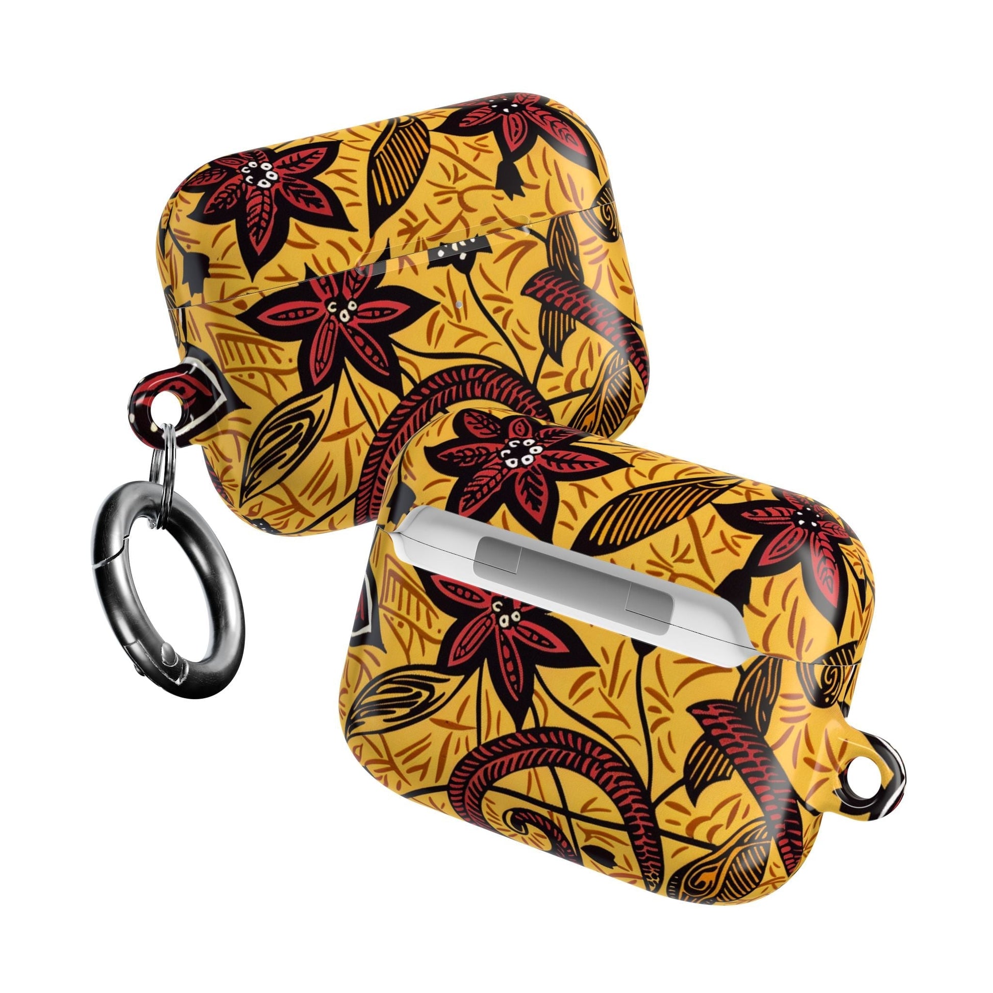 Floral Tribal AirPod Case — Yellow & Red Island Print Protective Cover - DIGITAL X