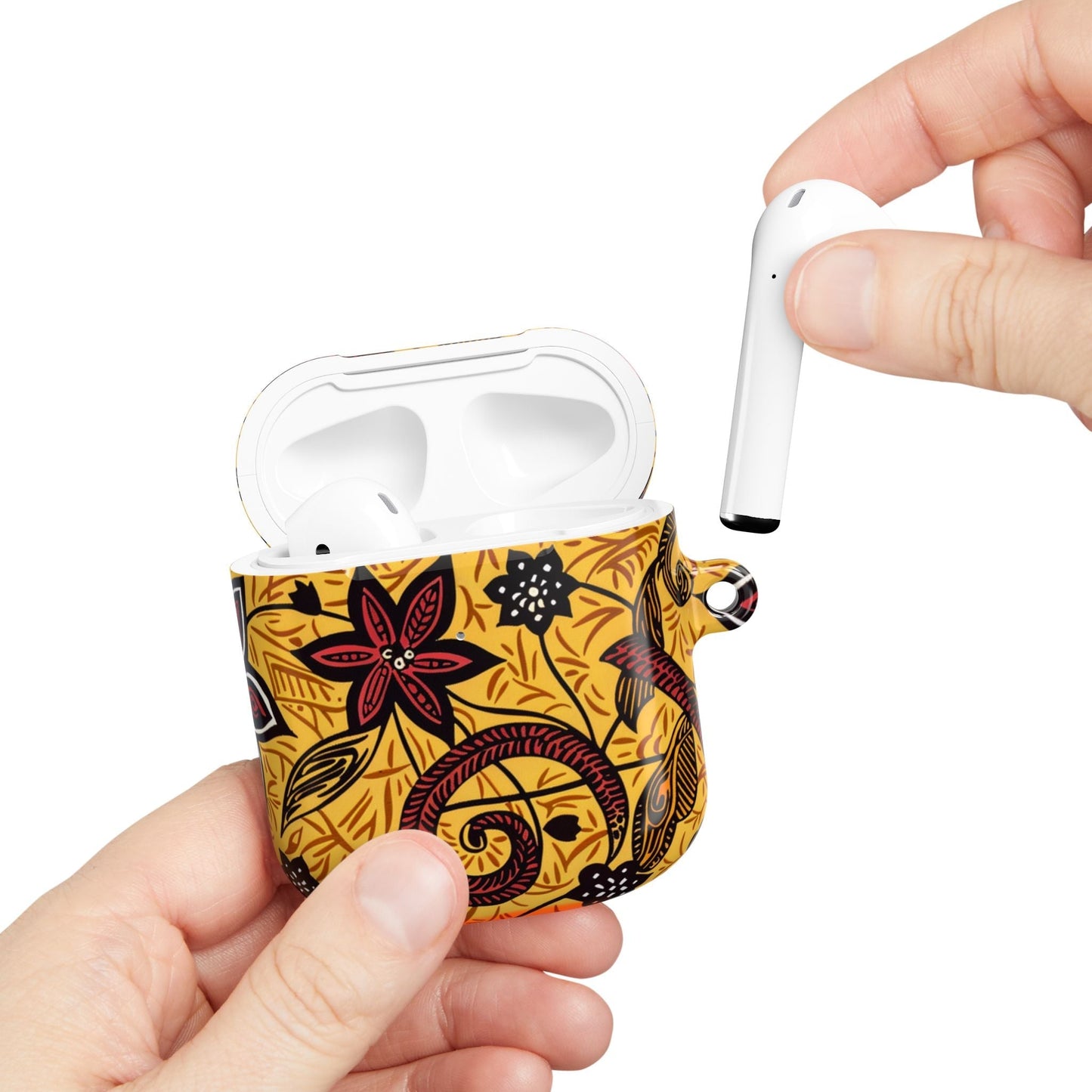 Floral Tribal AirPod Case — Yellow & Red Island Print Protective Cover - DIGITAL X