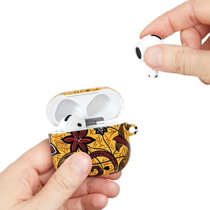 Floral Tribal AirPod Case — Yellow & Red Island Print Protective Cover - DIGITAL X