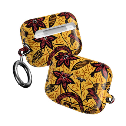 Floral Tribal AirPod Case — Yellow & Red Island Print Protective Cover - DIGITAL X