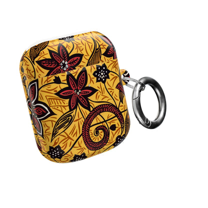 Floral Tribal AirPod Case — Yellow & Red Island Print Protective Cover - DIGITAL X