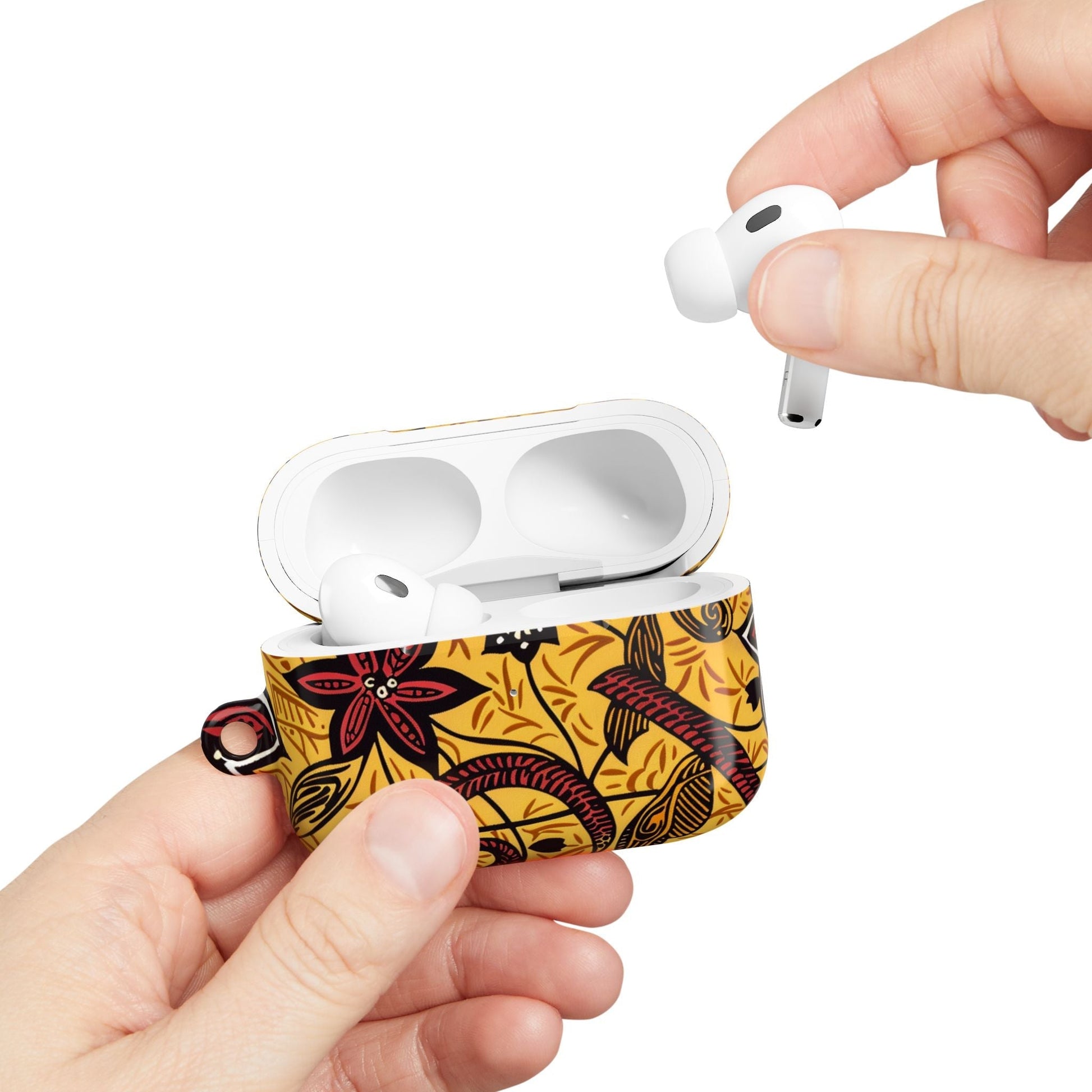 Floral Tribal AirPod Case — Yellow & Red Island Print Protective Cover - DIGITAL X