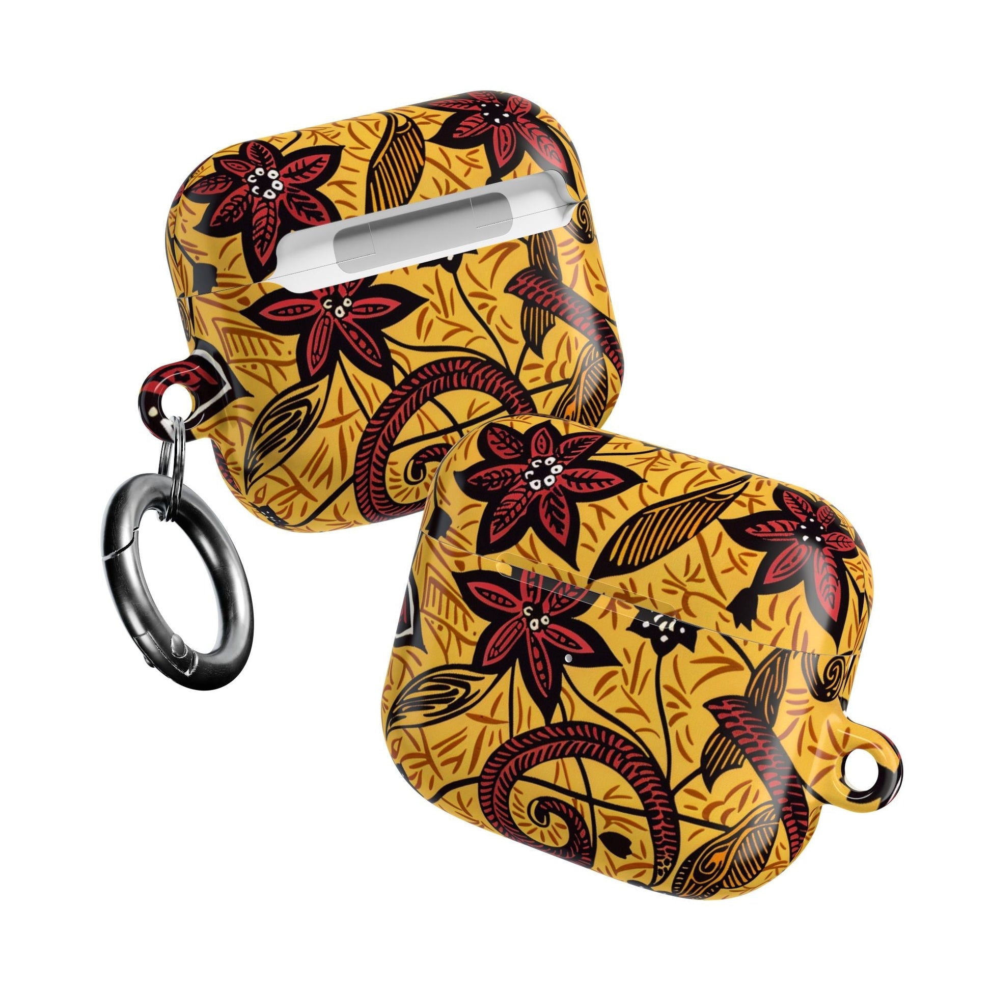 Floral Tribal AirPod Case — Yellow & Red Island Print Protective Cover - DIGITAL X