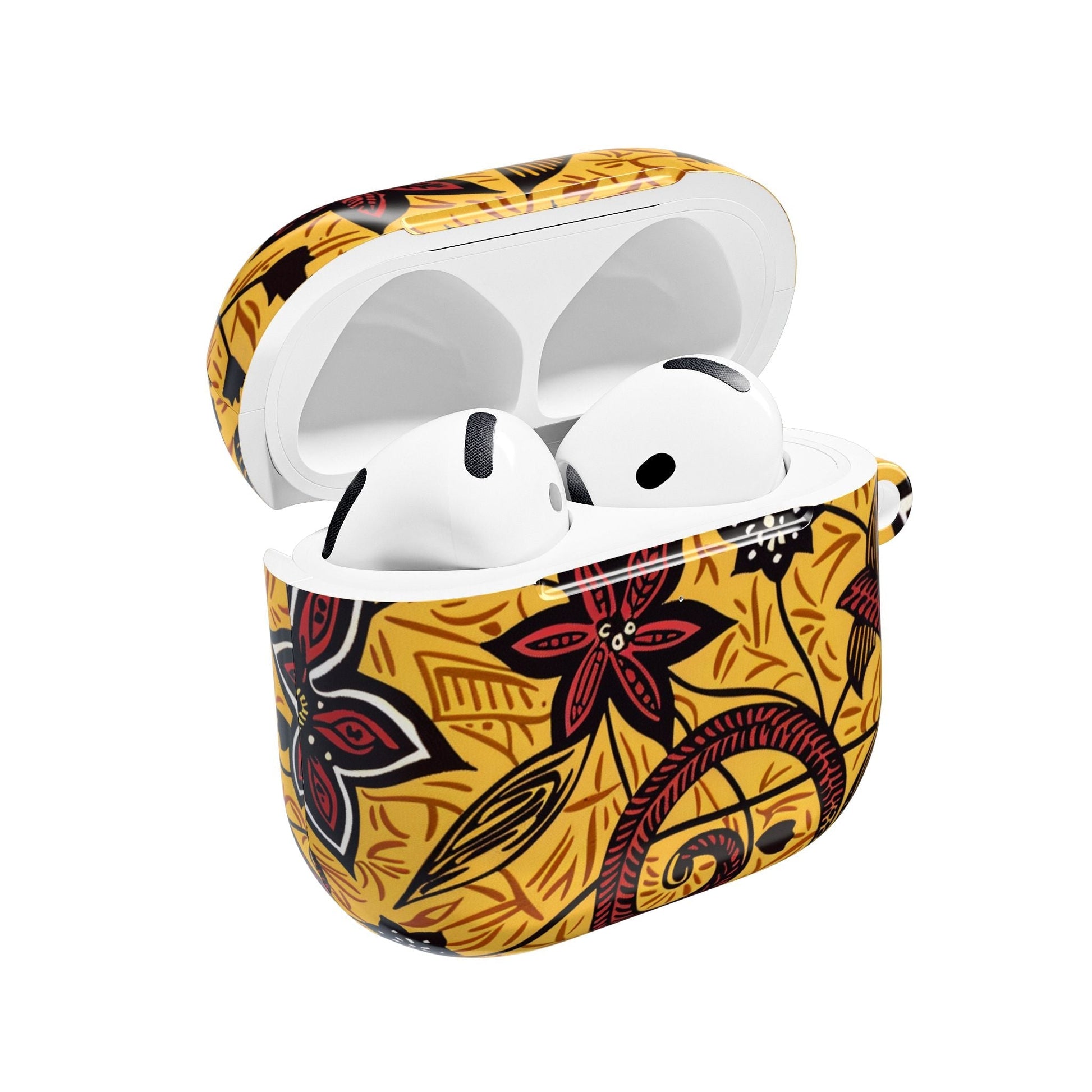 Floral Tribal AirPod Case — Yellow & Red Island Print Protective Cover - DIGITAL X