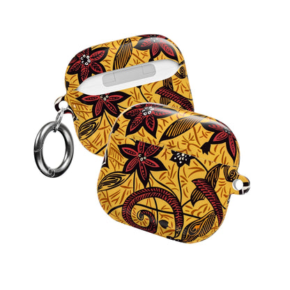Floral Tribal AirPod Case — Yellow & Red Island Print Protective Cover - DIGITAL X