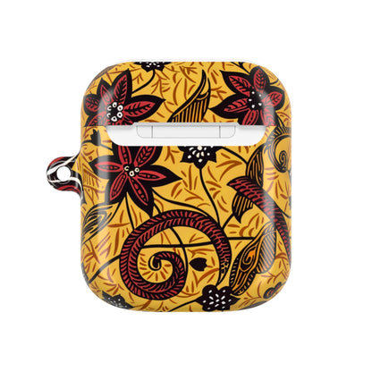 Floral Tribal AirPod Case — Yellow & Red Island Print Protective Cover - DIGITAL X