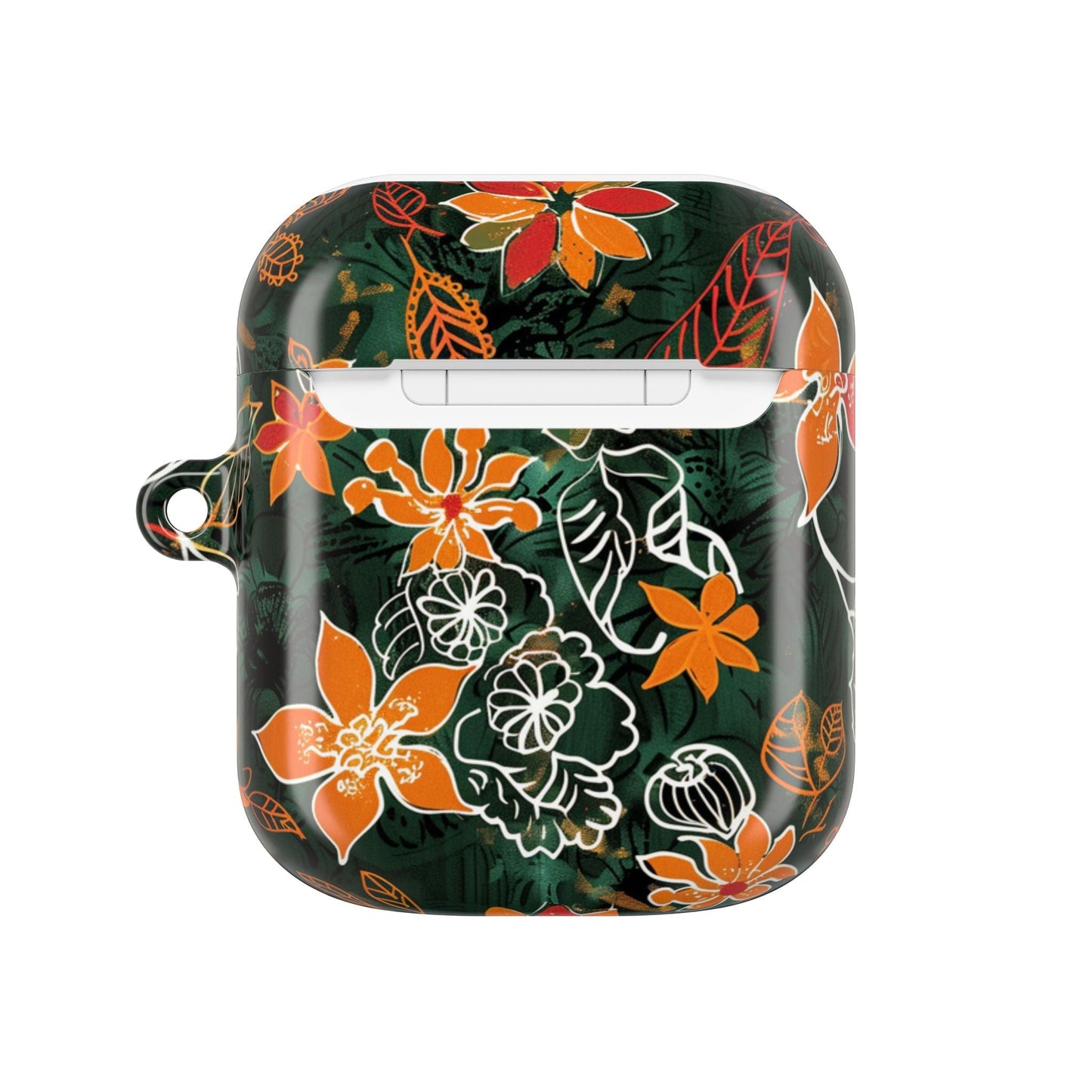 Floral Tropical AirPod Case — Green & Orange Botanical Protective Cover - DIGITAL X