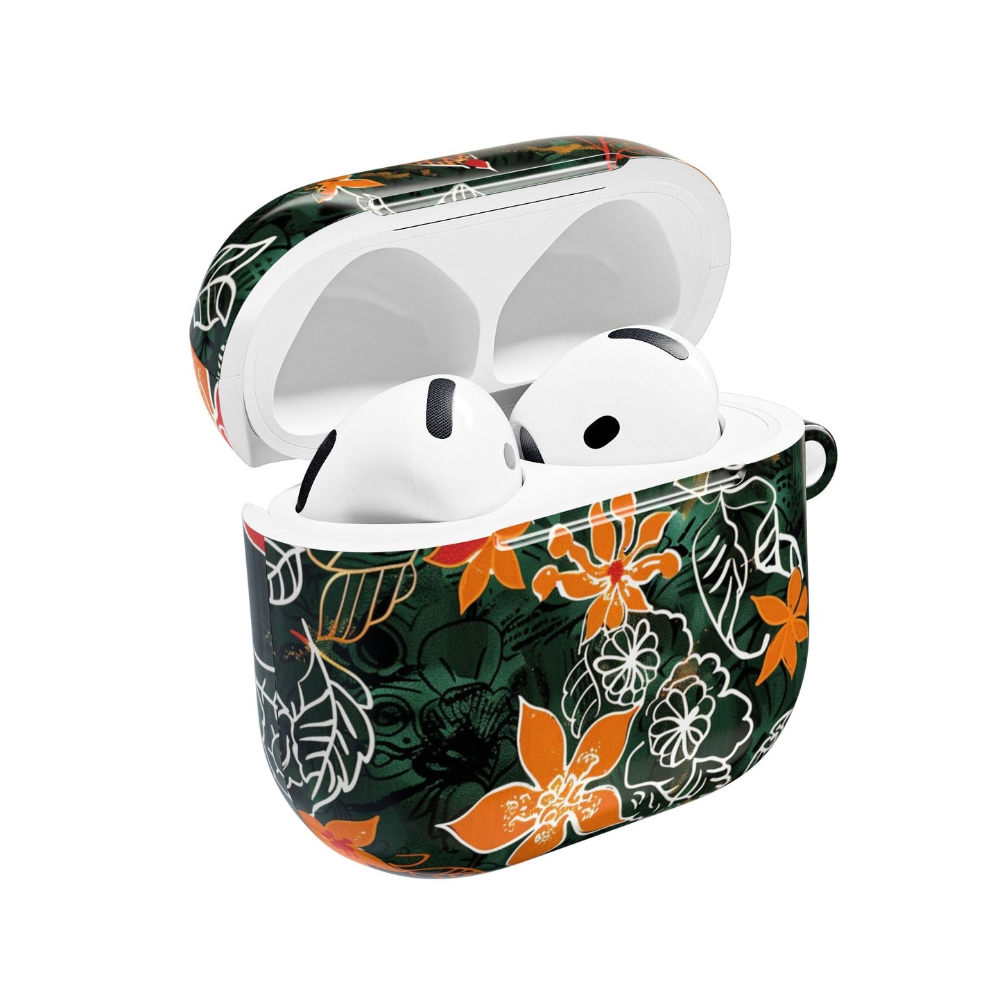 Floral Tropical AirPod Case — Green & Orange Botanical Protective Cover - DIGITAL X