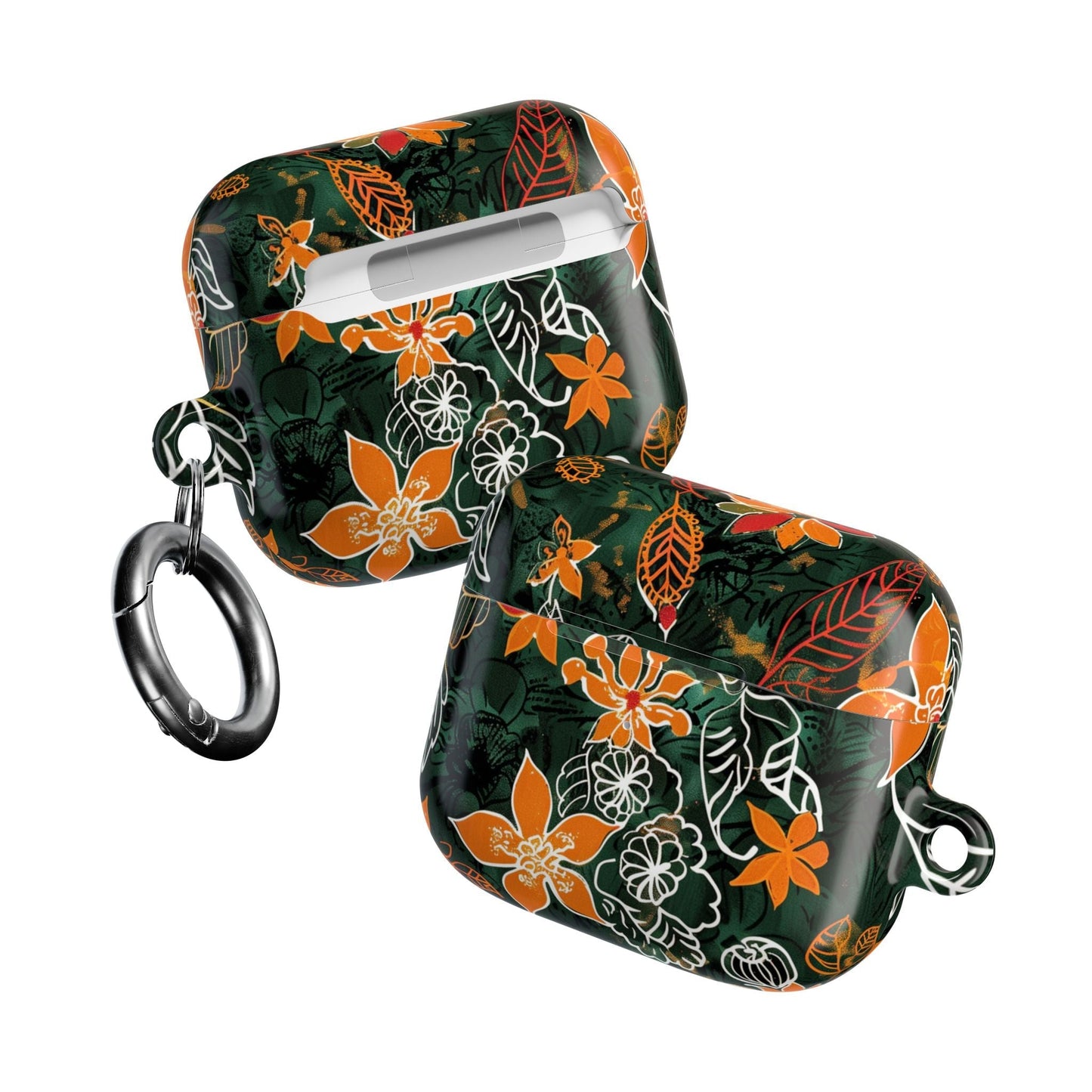 Floral Tropical AirPod Case — Green & Orange Botanical Protective Cover - DIGITAL X