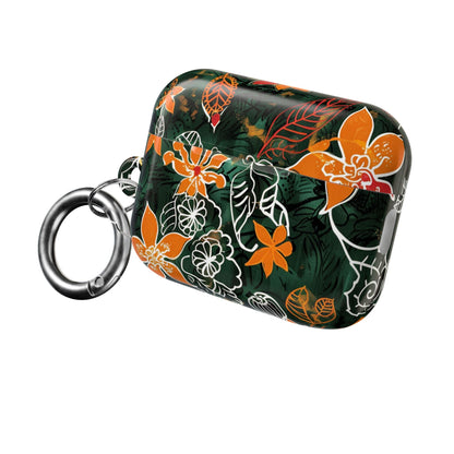 Floral Tropical AirPod Case — Green & Orange Botanical Protective Cover - DIGITAL X