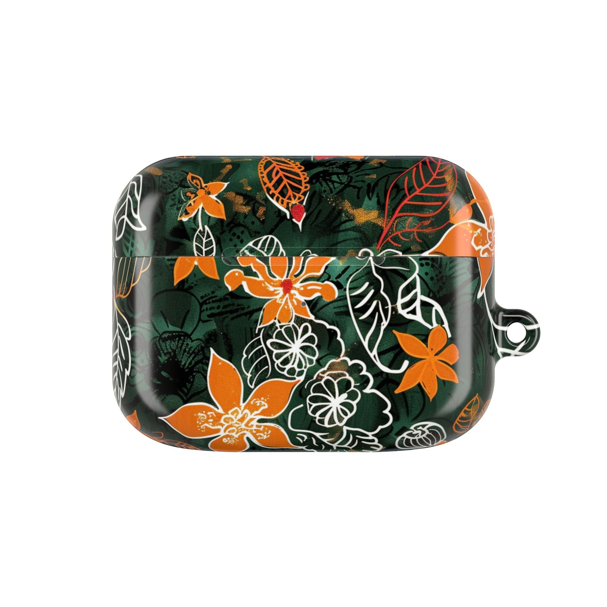 Floral Tropical AirPod Case — Green & Orange Botanical Protective Cover - DIGITAL X