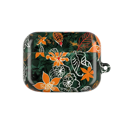 Floral Tropical AirPod Case — Green & Orange Botanical Protective Cover - DIGITAL X