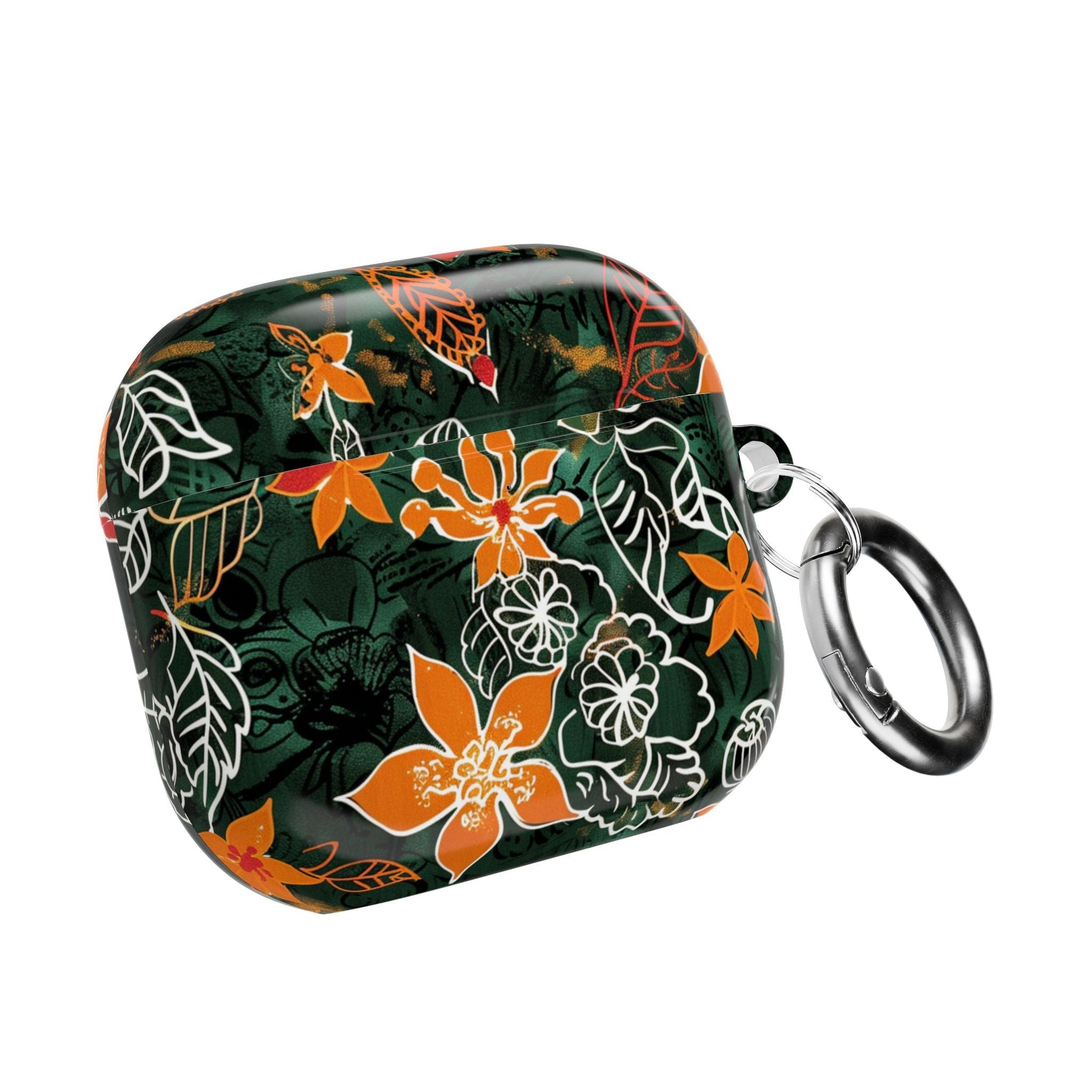Floral Tropical AirPod Case — Green & Orange Botanical Protective Cover - DIGITAL X
