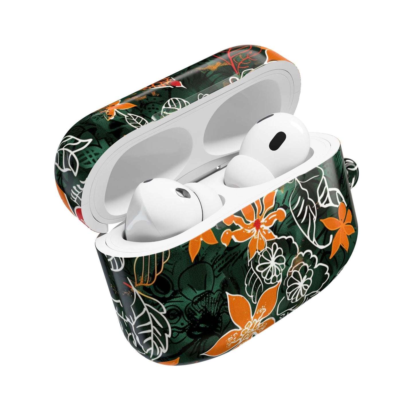 Floral Tropical AirPod Case — Green & Orange Botanical Protective Cover - DIGITAL X