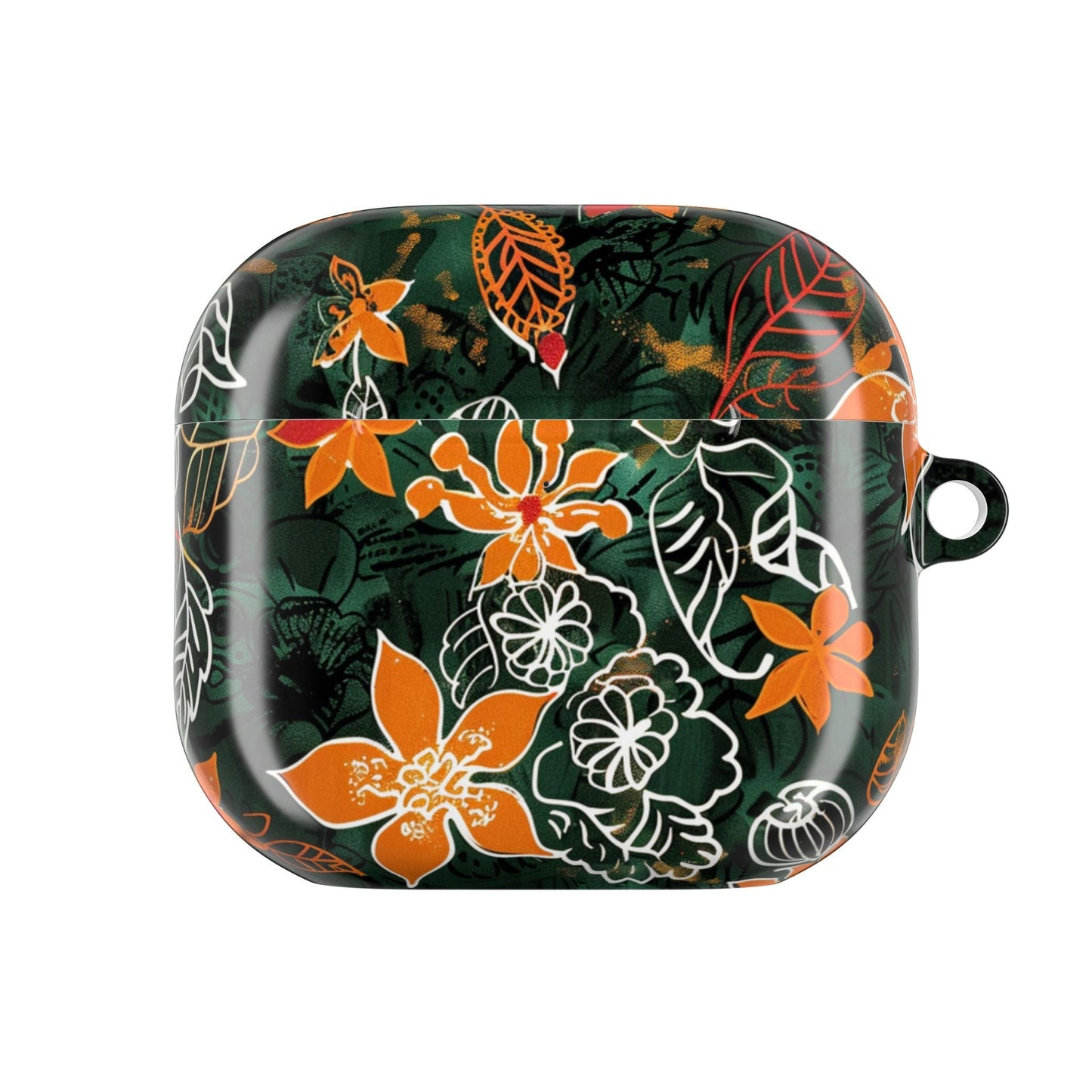 Floral Tropical AirPod Case — Green & Orange Botanical Protective Cover - DIGITAL X