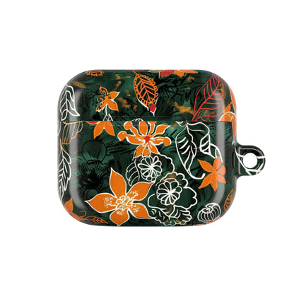 Floral Tropical AirPod Case — Green & Orange Botanical Protective Cover - DIGITAL X