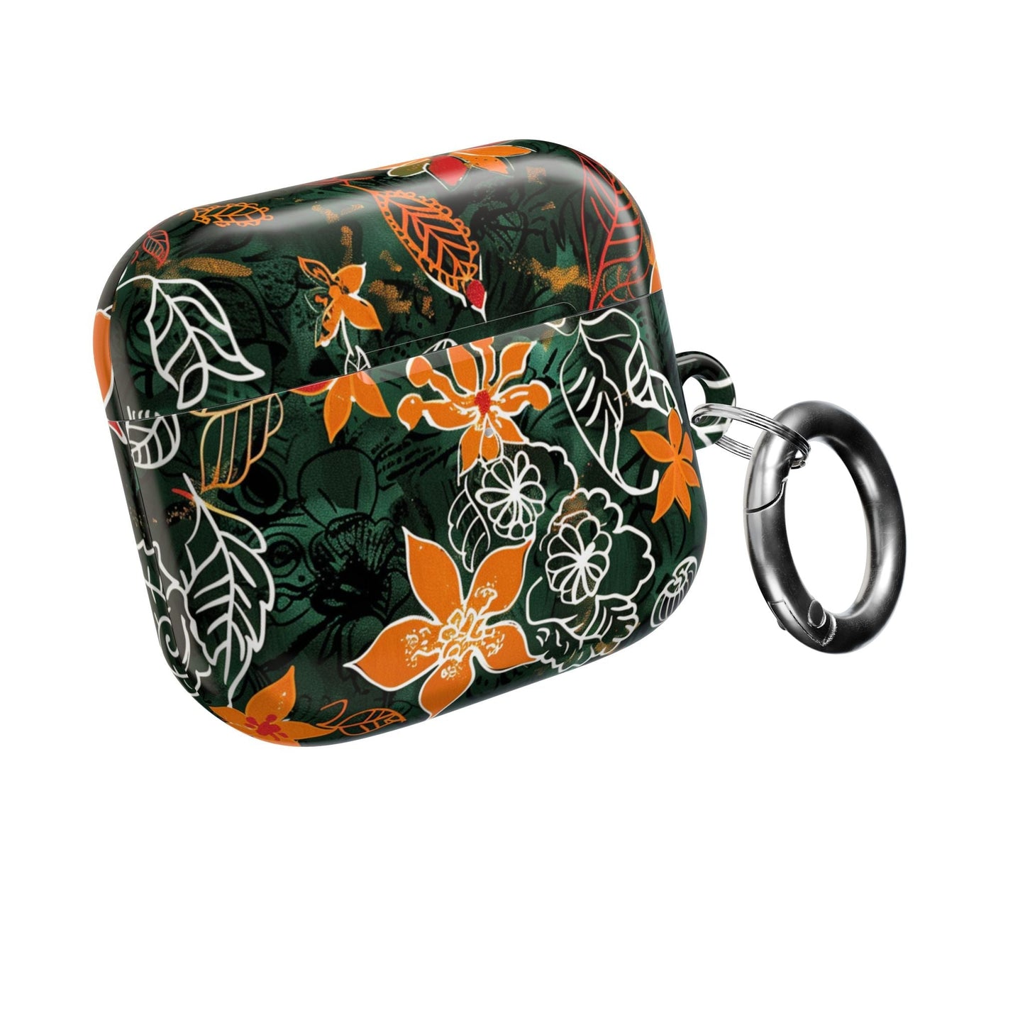 Floral Tropical AirPod Case — Green & Orange Botanical Protective Cover - DIGITAL X