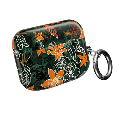 Floral Tropical AirPod Case — Green & Orange Botanical Protective Cover - DIGITAL X