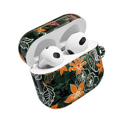 Floral Tropical AirPod Case — Green & Orange Botanical Protective Cover - DIGITAL X
