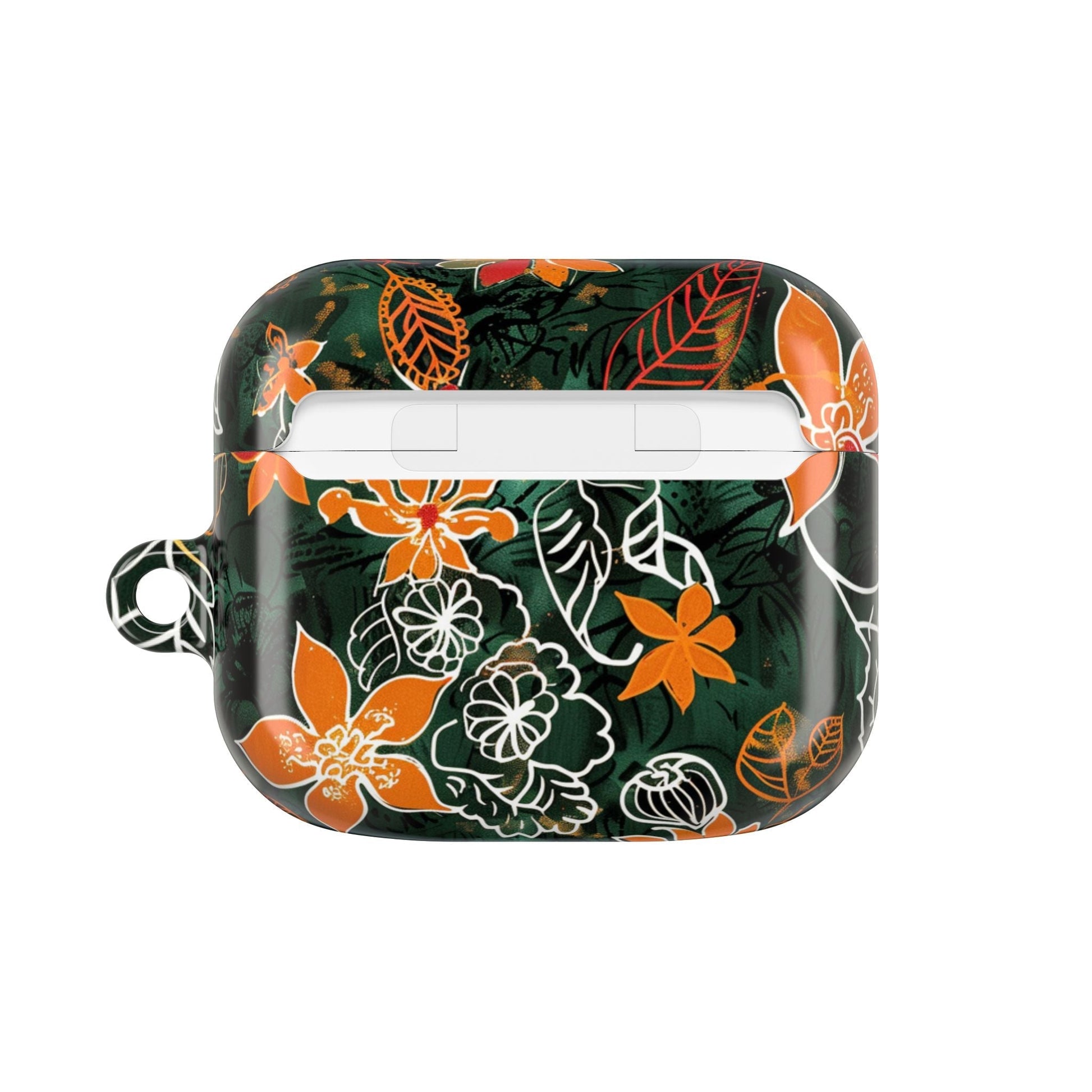 Floral Tropical AirPod Case — Green & Orange Botanical Protective Cover - DIGITAL X