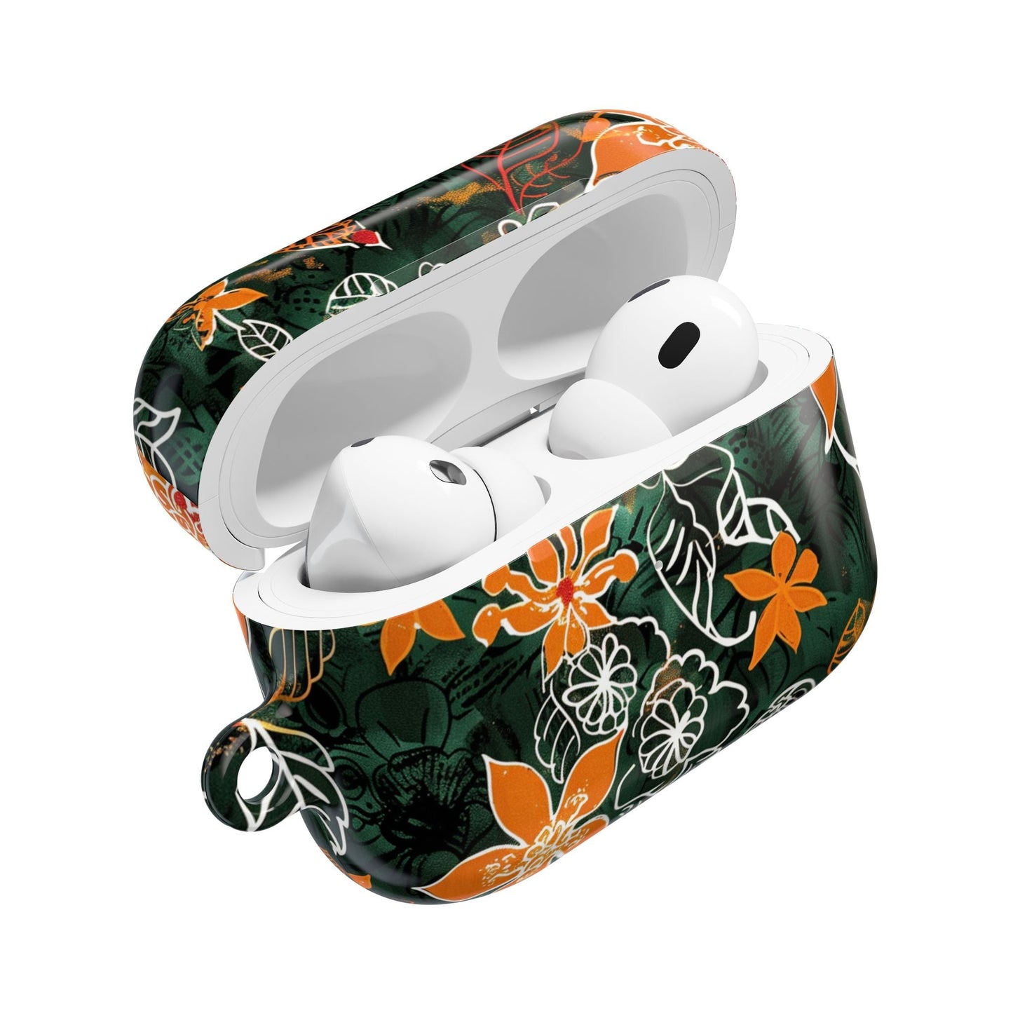 Floral Tropical AirPod Case — Green & Orange Botanical Protective Cover - DIGITAL X