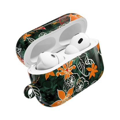 Floral Tropical AirPod Case — Green & Orange Botanical Protective Cover - DIGITAL X