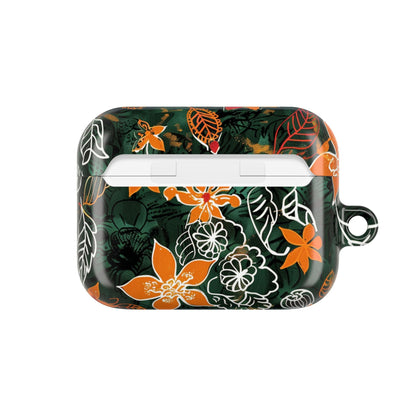 Floral Tropical AirPod Case — Green & Orange Botanical Protective Cover - DIGITAL X