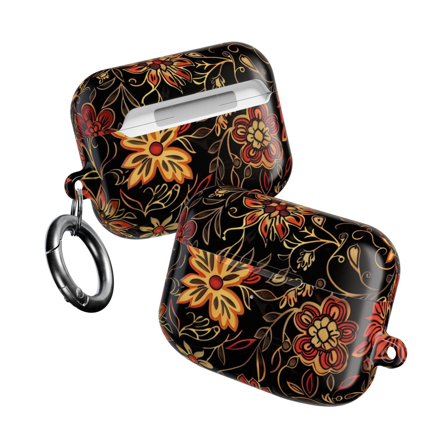 Floral Vine AirPod Case – Black & Autumn Orange Protective Cover - DIGITAL X