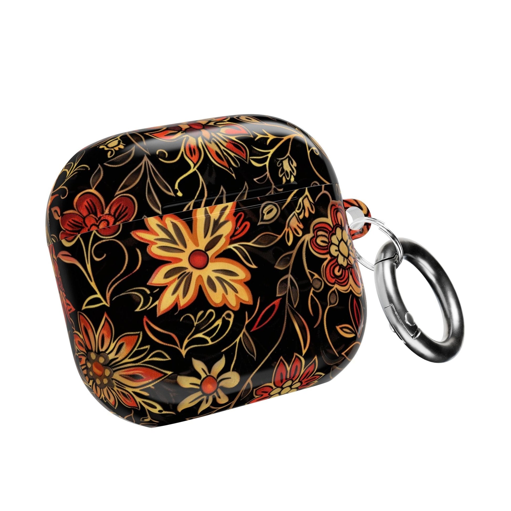Floral Vine AirPod Case – Black & Autumn Orange Protective Cover - DIGITAL X