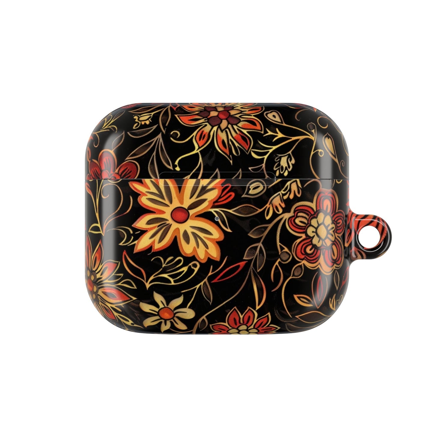 Floral Vine AirPod Case – Black & Autumn Orange Protective Cover - DIGITAL X