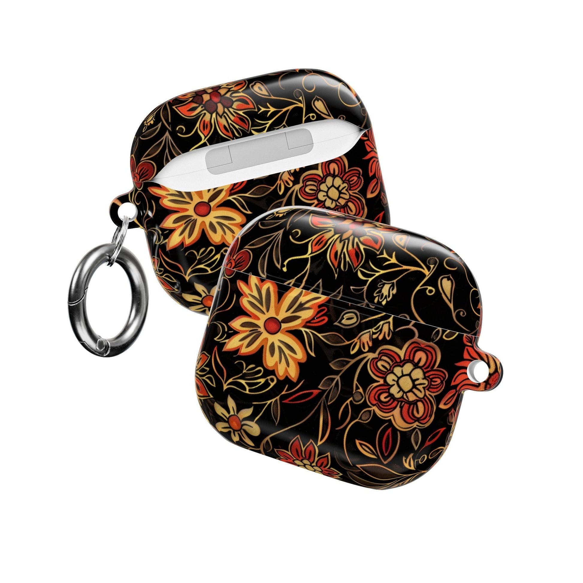 Floral Vine AirPod Case – Black & Autumn Orange Protective Cover - DIGITAL X