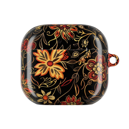 Floral Vine AirPod Case – Black & Autumn Orange Protective Cover - DIGITAL X