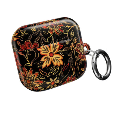 Floral Vine AirPod Case – Black & Autumn Orange Protective Cover - DIGITAL X