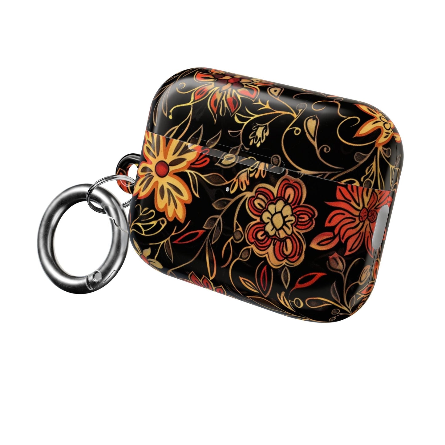 Floral Vine AirPod Case – Black & Autumn Orange Protective Cover - DIGITAL X