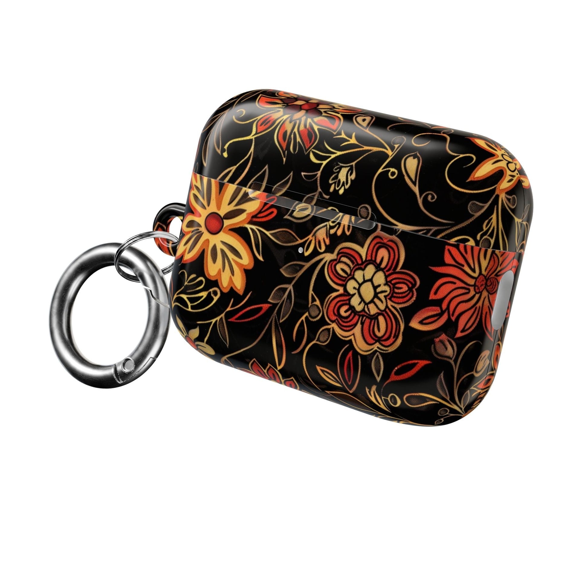 Floral Vine AirPod Case – Black & Autumn Orange Protective Cover - DIGITAL X