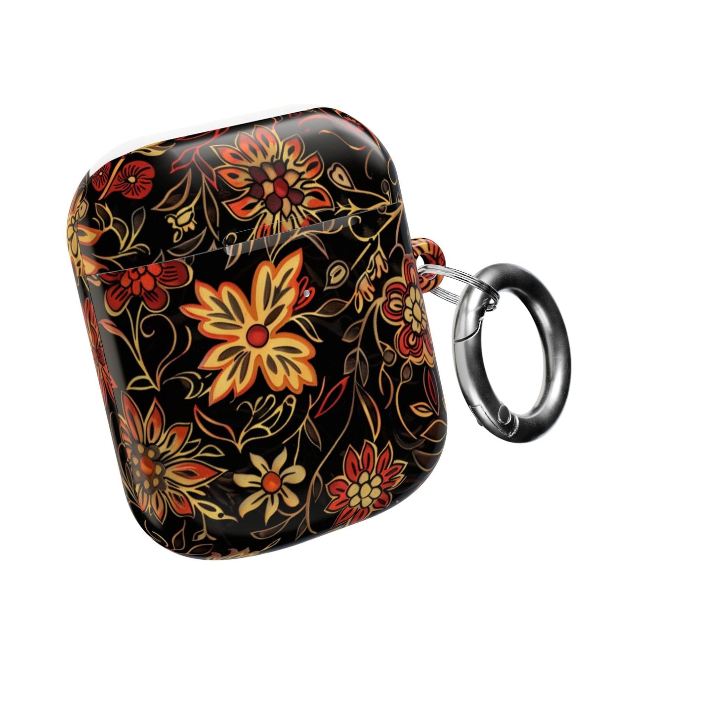 Floral Vine AirPod Case – Black & Autumn Orange Protective Cover - DIGITAL X