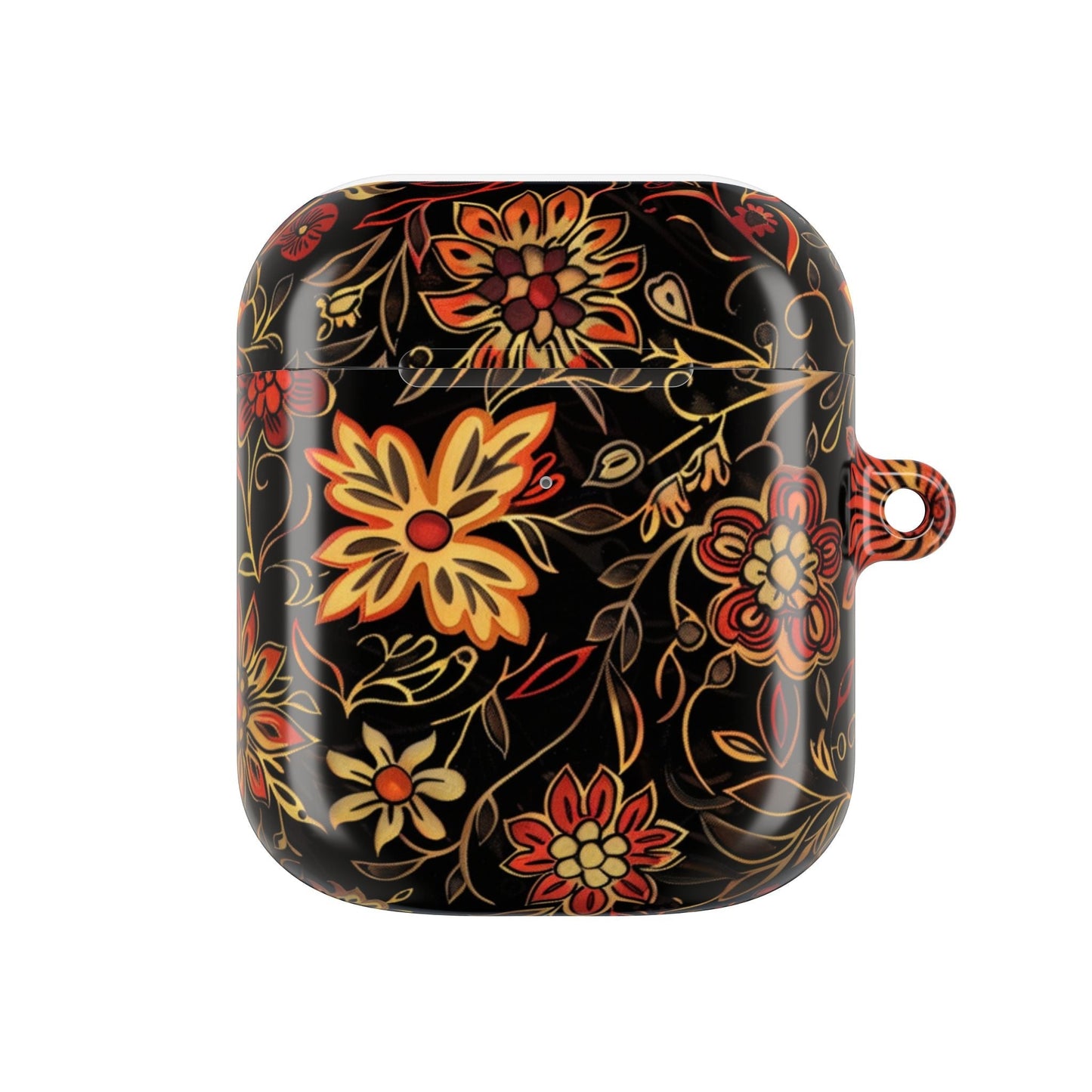 Floral Vine AirPod Case – Black & Autumn Orange Protective Cover - DIGITAL X