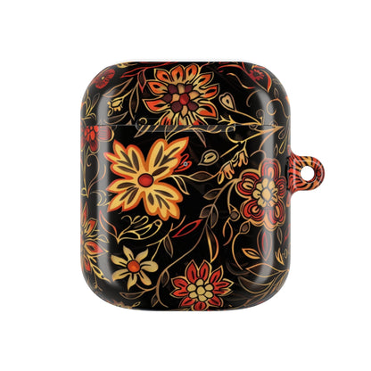 Floral Vine AirPod Case – Black & Autumn Orange Protective Cover - DIGITAL X