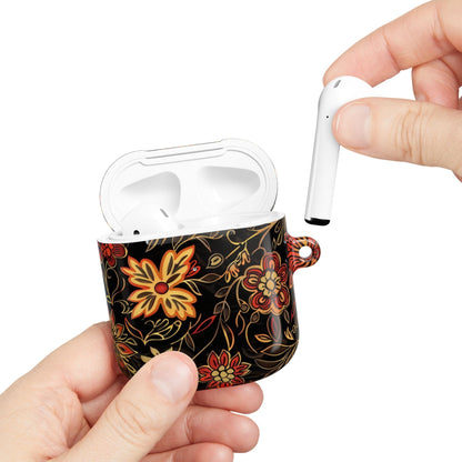 Floral Vine AirPod Case – Black & Autumn Orange Protective Cover - DIGITAL X