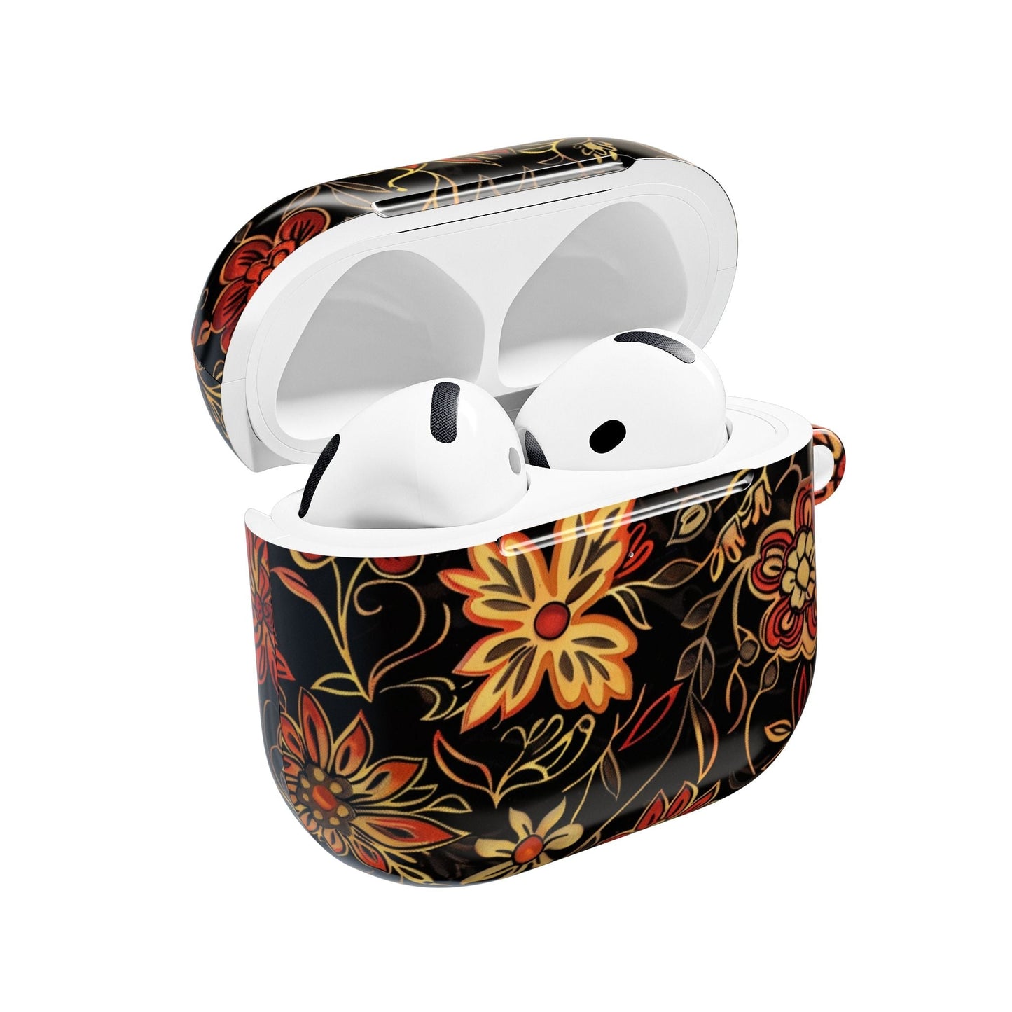 Floral Vine AirPod Case – Black & Autumn Orange Protective Cover - DIGITAL X
