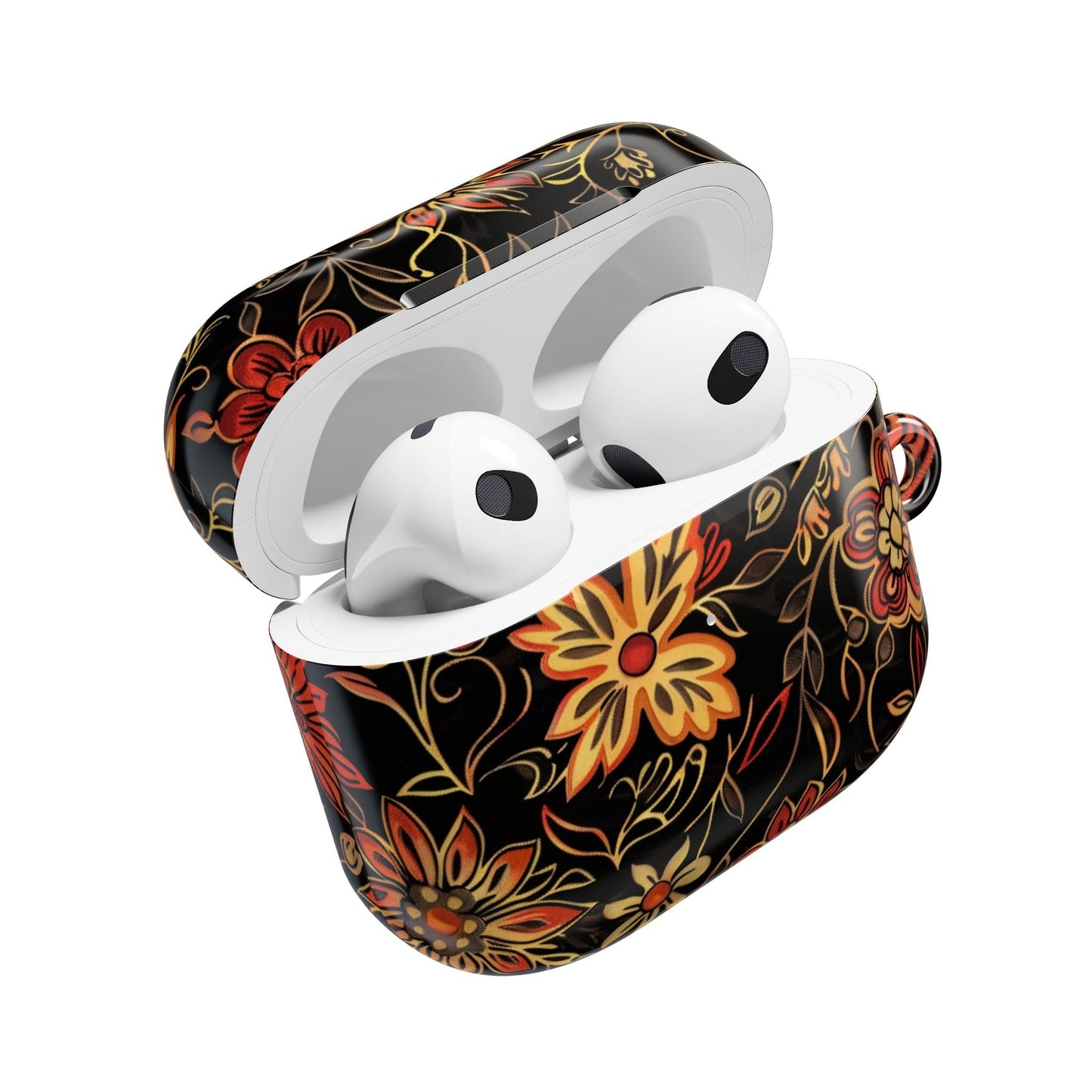 Floral Vine AirPod Case – Black & Autumn Orange Protective Cover - DIGITAL X