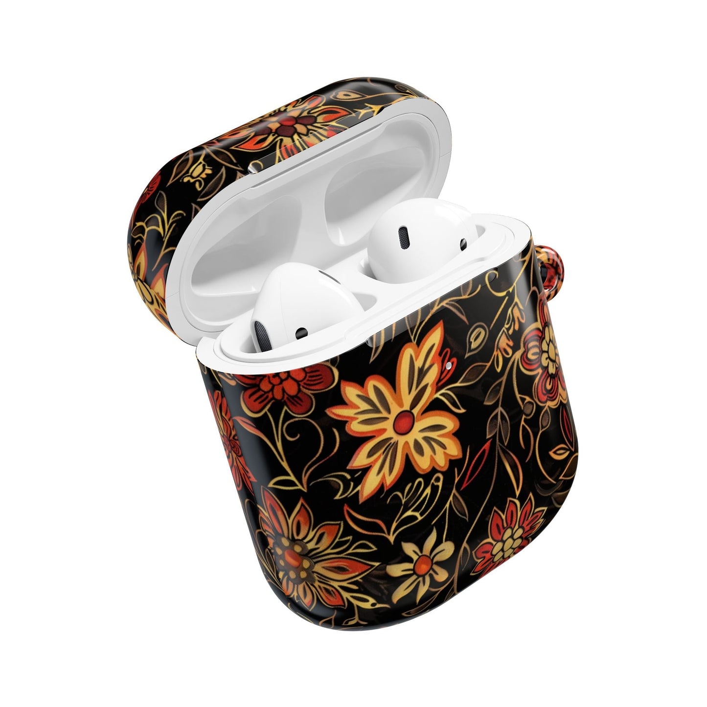 Floral Vine AirPod Case – Black & Autumn Orange Protective Cover - DIGITAL X