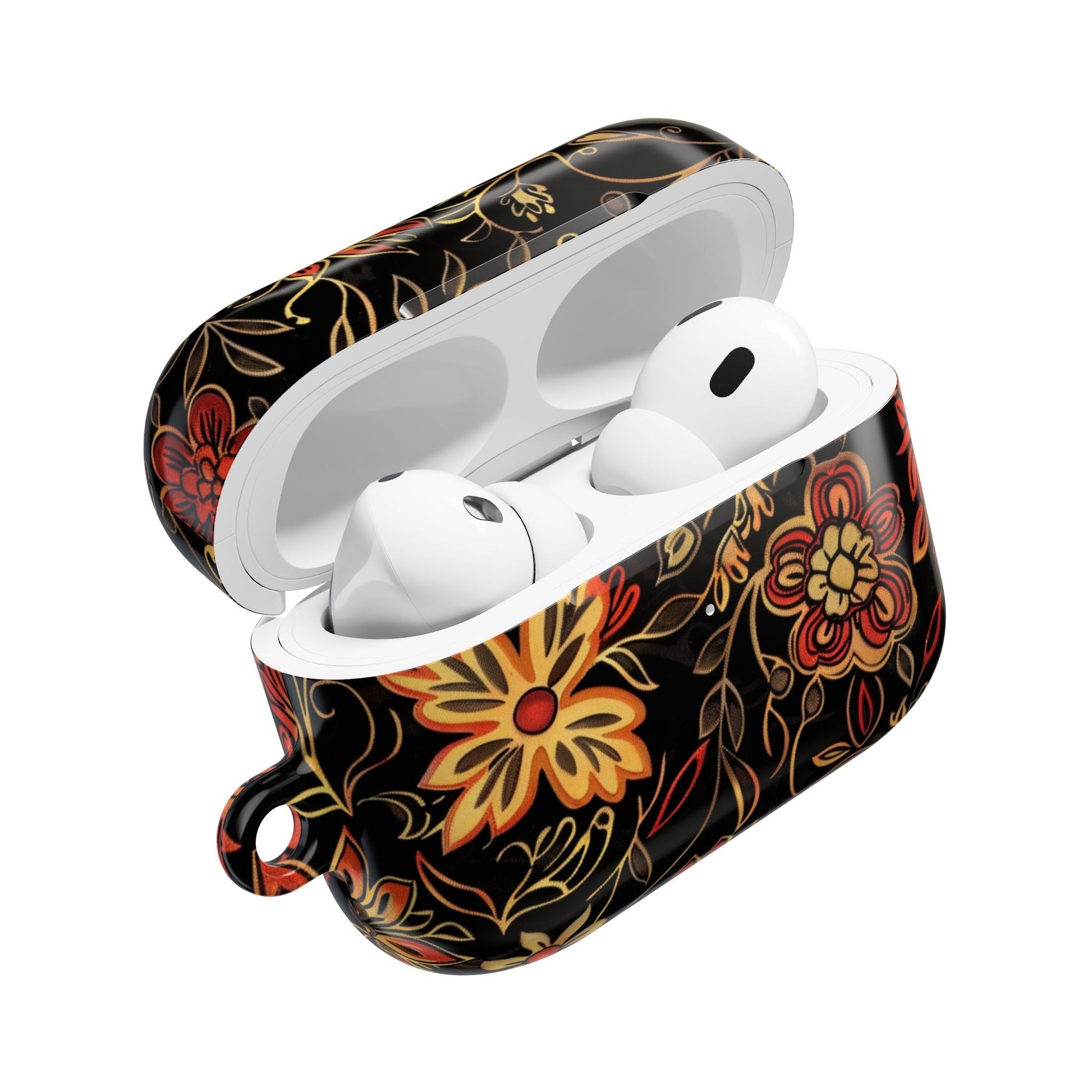 Floral Vine AirPod Case – Black & Autumn Orange Protective Cover - DIGITAL X