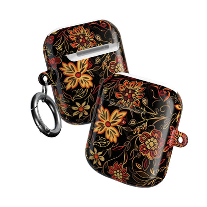 Floral Vine AirPod Case – Black & Autumn Orange Protective Cover - DIGITAL X