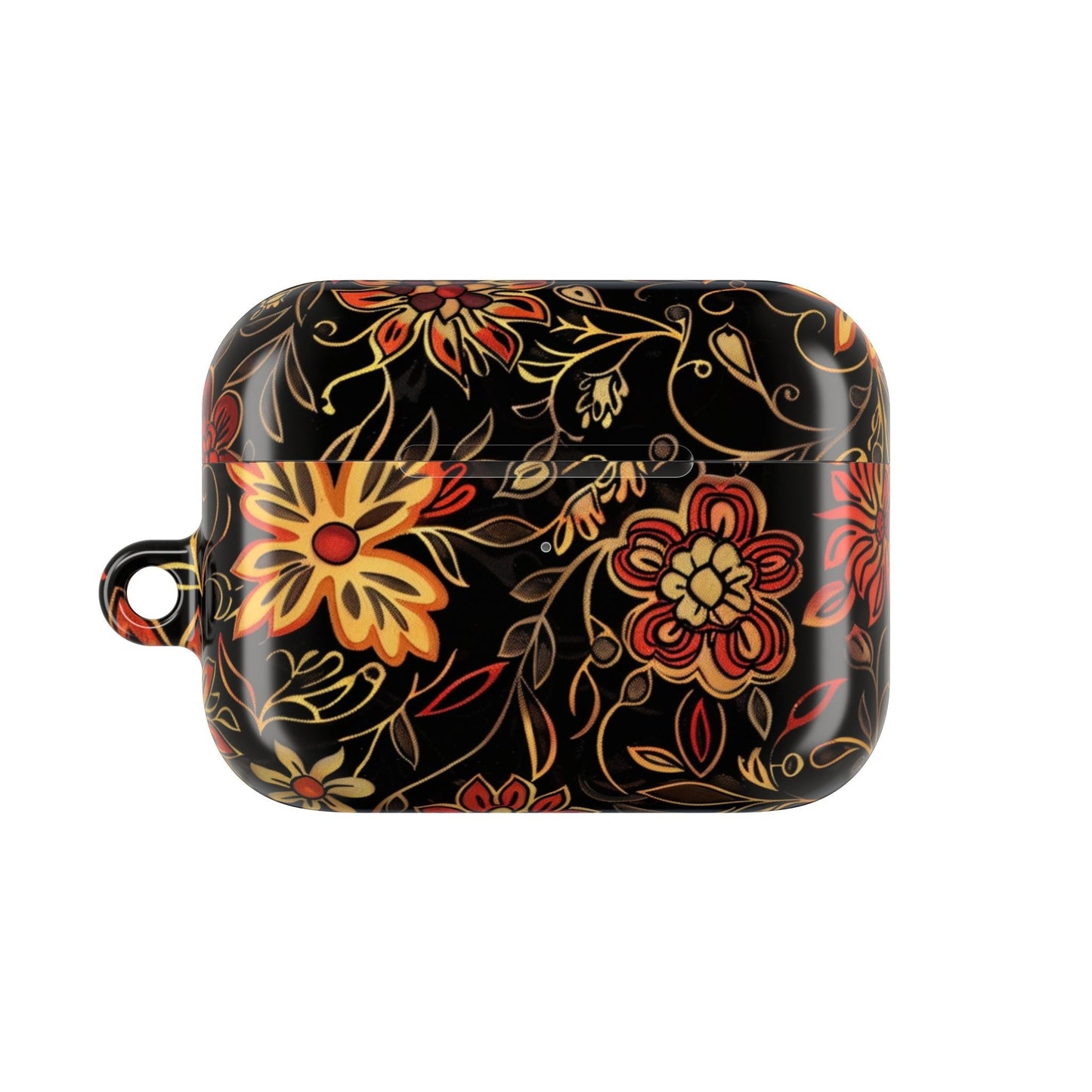 Floral Vine AirPod Case – Black & Autumn Orange Protective Cover - DIGITAL X