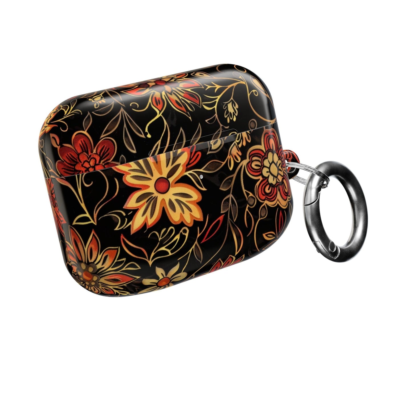 Floral Vine AirPod Case – Black & Autumn Orange Protective Cover - DIGITAL X